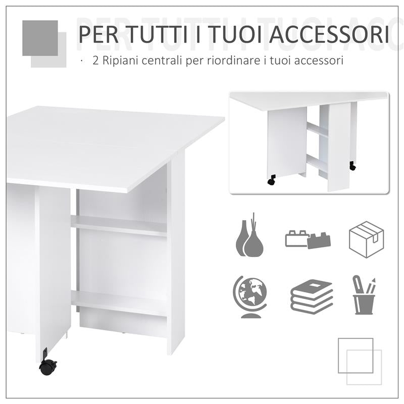 TAVOLO PIEGHEVOLE IN LEGNO RICHIUDIBILE PER 6 PERSONE BIANCO