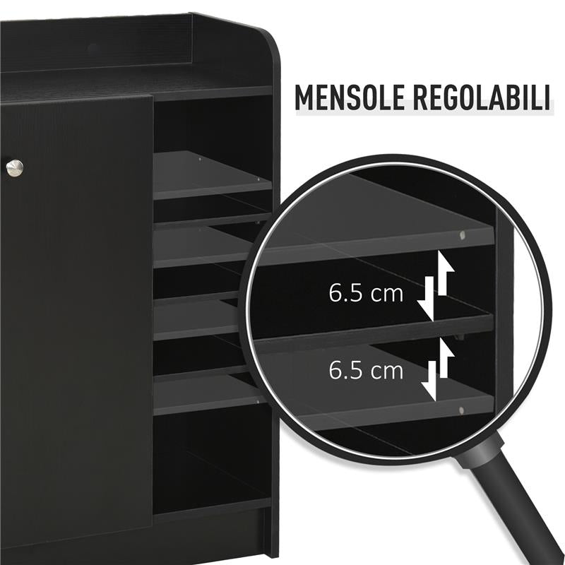 ARMADIO A SCARPIERA IN LEGNO 83 X 30 X 90 CM COLORE NERO