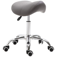 SGABELLO DA LAVORO A SELLA CON RUOTE E ALTEZZA REGOLABILE 52X53X49-61CM GRIGIO