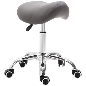 SGABELLO DA LAVORO A SELLA CON RUOTE E ALTEZZA REGOLABILE 52X53X49-61CM GRIGIO