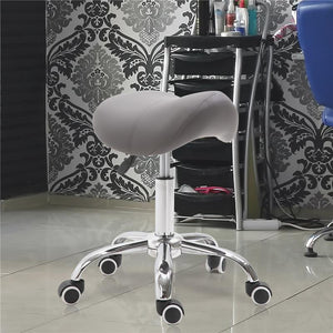 SGABELLO DA LAVORO A SELLA CON RUOTE E ALTEZZA REGOLABILE 52X53X49-61CM GRIGIO