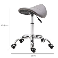 SGABELLO DA LAVORO A SELLA CON RUOTE E ALTEZZA REGOLABILE 52X53X49-61CM GRIGIO