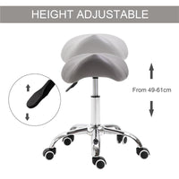 SGABELLO DA LAVORO A SELLA CON RUOTE E ALTEZZA REGOLABILE 52X53X49-61CM GRIGIO