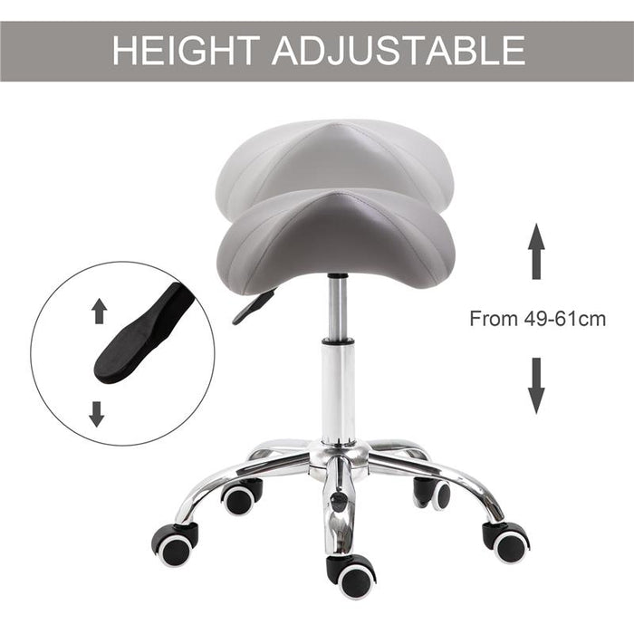 SGABELLO DA LAVORO A SELLA CON RUOTE E ALTEZZA REGOLABILE 52X53X49-61CM GRIGIO