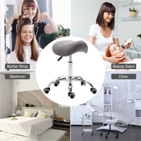 SGABELLO DA LAVORO A SELLA CON RUOTE E ALTEZZA REGOLABILE 52X53X49-61CM GRIGIO