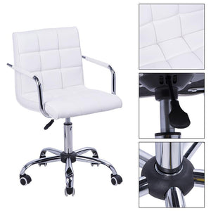 SEDIA DA UFFICIO IN SIMILPELLE BIANCA CON 5 RUOTE GIREVOLI IMBOTTITURA E ALTEZZA REGOLABILE