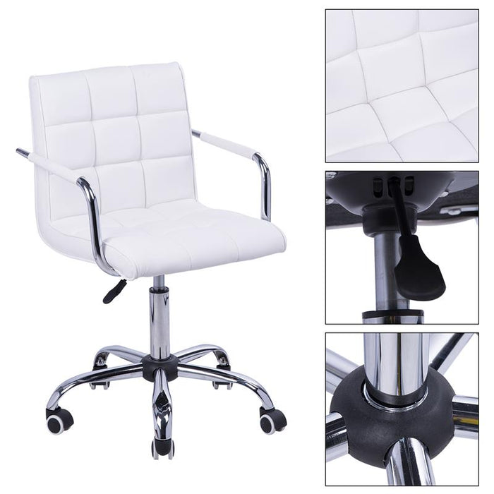 SEDIA DA UFFICIO IN SIMILPELLE BIANCA CON 5 RUOTE GIREVOLI IMBOTTITURA E ALTEZZA REGOLABILE