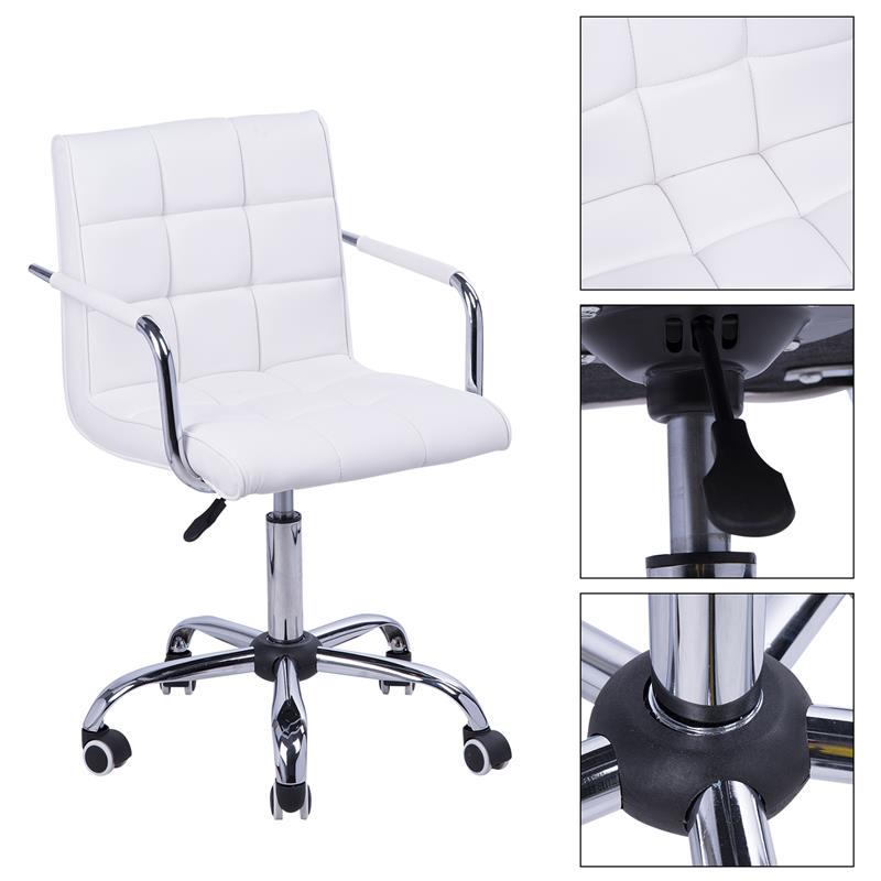 SEDIA DA UFFICIO IN SIMILPELLE BIANCA CON 5 RUOTE GIREVOLI IMBOTTITURA E ALTEZZA REGOLABILE