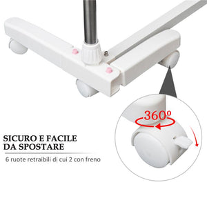 STENDINO PREMIUM A 3 PIANI REGOLABILE CON 6 RUOTE 80-142 X 55 X H152 CM