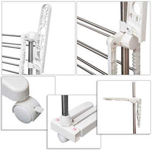 STENDINO PREMIUM A 3 PIANI REGOLABILE CON 6 RUOTE 80-142 X 55 X H152 CM