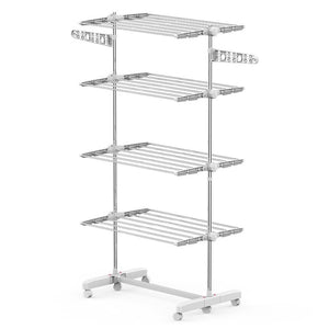 STENDINO PREMIUM A 4 PIANI REGOLABILE CON 6 RUOTE 80-142 X 55 X H172 CM