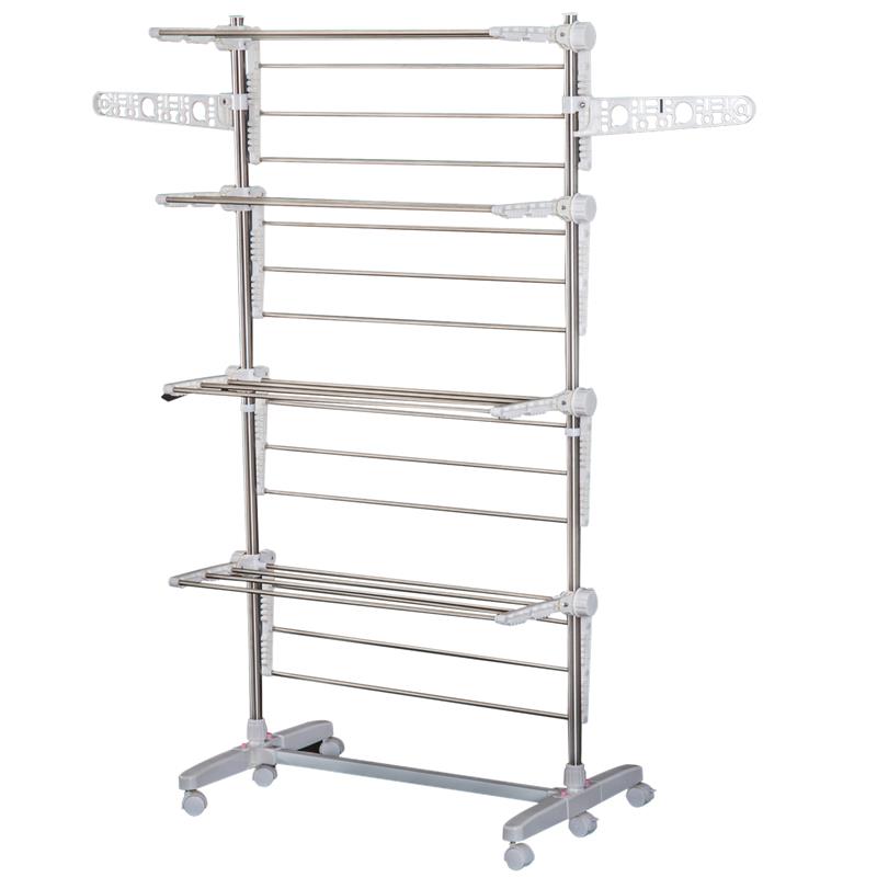 STENDINO PREMIUM A 4 PIANI REGOLABILE CON 6 RUOTE 80-142 X 55 X H172 CM