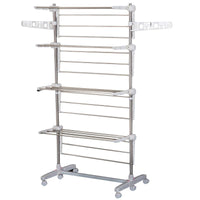 STENDINO PREMIUM A 4 PIANI REGOLABILE CON 6 RUOTE 80-142 X 55 X H172 CM