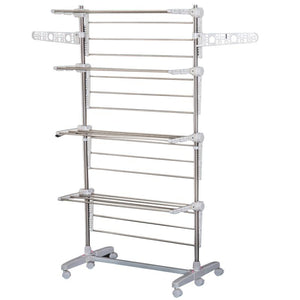 STENDINO PREMIUM A 4 PIANI REGOLABILE CON 6 RUOTE 80-142 X 55 X H172 CM