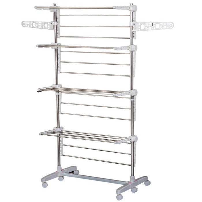 STENDINO PREMIUM A 4 PIANI REGOLABILE CON 6 RUOTE 80-142 X 55 X H172 CM