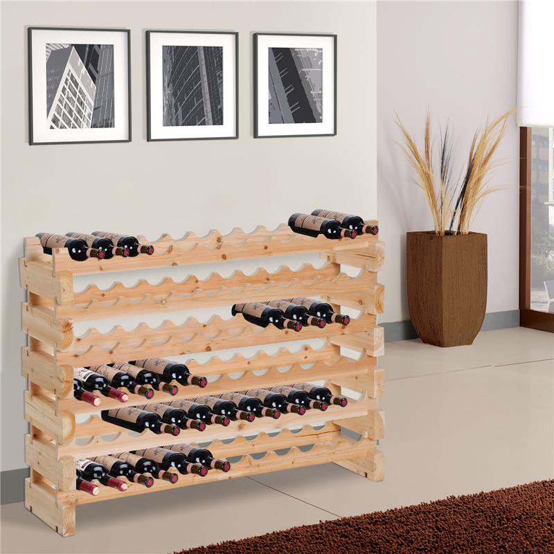 CANTINETTA PORTABOTTIGLIE IN LEGNO DI PINO CON 6 RIPIANI 114X28X80 CM
