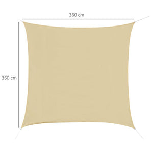TENDA DA SOLE A VELA QUADRATA IN HDPE 360 X 360 CM IN COLORE SABBIA