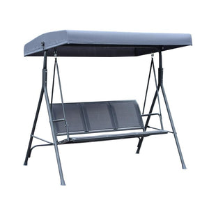 DONDOLO 3 POSTI CON BALDACCHINO IN ACCIAIO E TESSUTO POLIESTERE GRIGIO