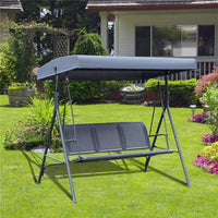 DONDOLO 3 POSTI CON BALDACCHINO IN ACCIAIO E TESSUTO POLIESTERE GRIGIO