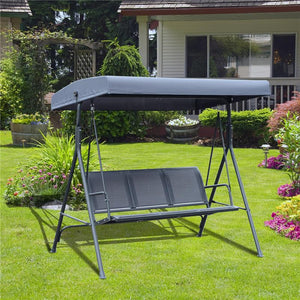 DONDOLO 3 POSTI CON BALDACCHINO IN ACCIAIO E TESSUTO POLIESTERE GRIGIO