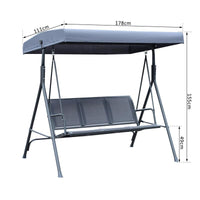 DONDOLO 3 POSTI CON BALDACCHINO IN ACCIAIO E TESSUTO POLIESTERE GRIGIO