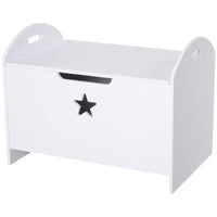 BAULE CONTENITORE PORTAGIOCHI PER CAMERETTA BAMBINI IN LEGNO BIANCO  62 X 40 X 46.5CM
