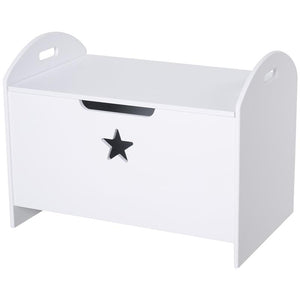 BAULE CONTENITORE PORTAGIOCHI PER CAMERETTA BAMBINI IN LEGNO BIANCO  62 X 40 X 46.5CM