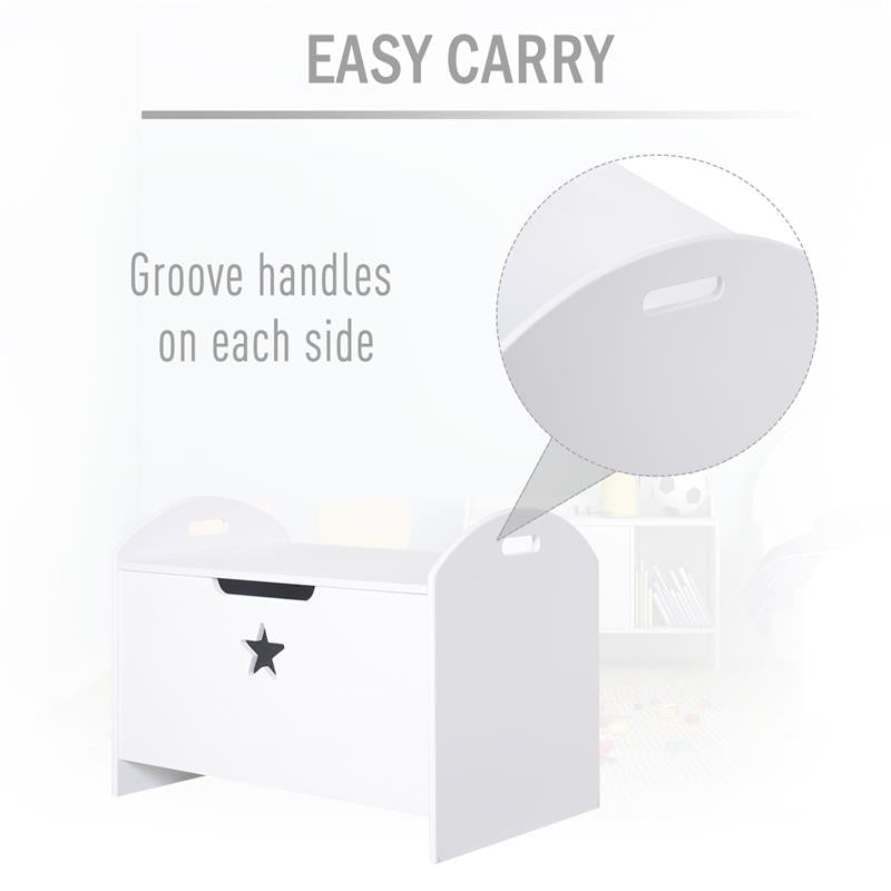 BAULE CONTENITORE PORTAGIOCHI PER CAMERETTA BAMBINI IN LEGNO BIANCO  62 X 40 X 46.5CM