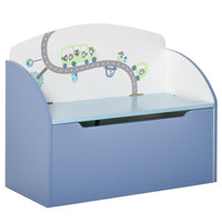 CASSAPANCA BAULE PORTAGIOCHI PANCA IN LEGNO BLU PER BAMBINI 3-8 ANNI