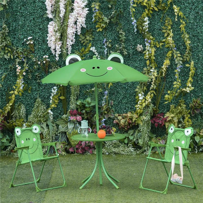 SET TAVOLO DA GIARDINO CON 2 SEDIE PIEGHEVOLI E OMBRELLONE PER BAMBINI