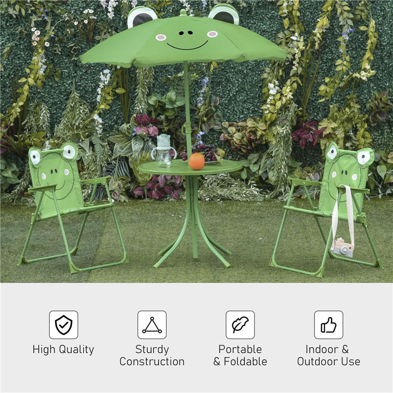 SET TAVOLO DA GIARDINO CON 2 SEDIE PIEGHEVOLI E OMBRELLONE PER BAMBINI
