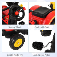 ESCAVATORE CAVALCABILE PER BAMBINI CON PALE E VOLANTE 179X42X59 CM MULTICOLORE