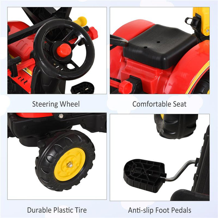 ESCAVATORE CAVALCABILE PER BAMBINI CON PALE E VOLANTE 179X42X59 CM MULTICOLORE