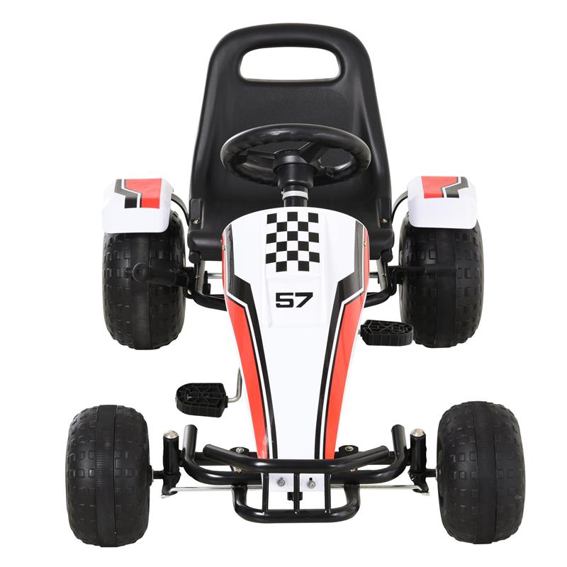 GO-KART A PEDALI PER BAMBINI 3-8 ANNI CON SEDILE REGOLABILE BIANCO E ROSSO