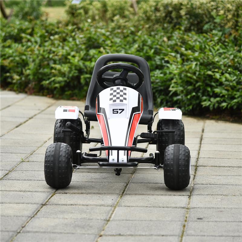 GO-KART A PEDALI PER BAMBINI 3-8 ANNI CON SEDILE REGOLABILE BIANCO E ROSSO