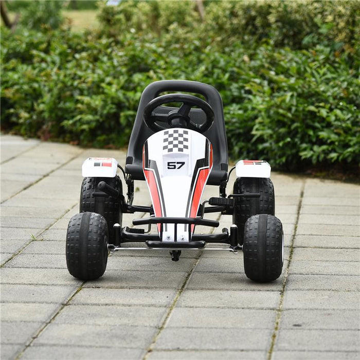GO-KART A PEDALI PER BAMBINI 3-8 ANNI CON SEDILE REGOLABILE BIANCO E ROSSO