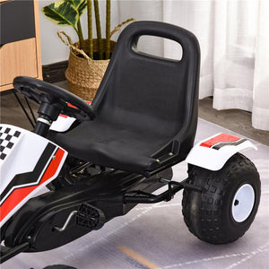 GO-KART A PEDALI PER BAMBINI 3-8 ANNI CON SEDILE REGOLABILE BIANCO E ROSSO