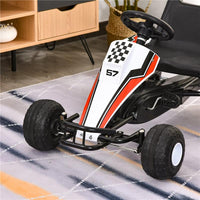 GO-KART A PEDALI PER BAMBINI 3-8 ANNI CON SEDILE REGOLABILE BIANCO E ROSSO