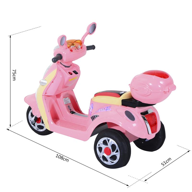 MOTORETTA PER BAMBINI ELETTRICA 6 V CON LUCI E MUSICA ROSA