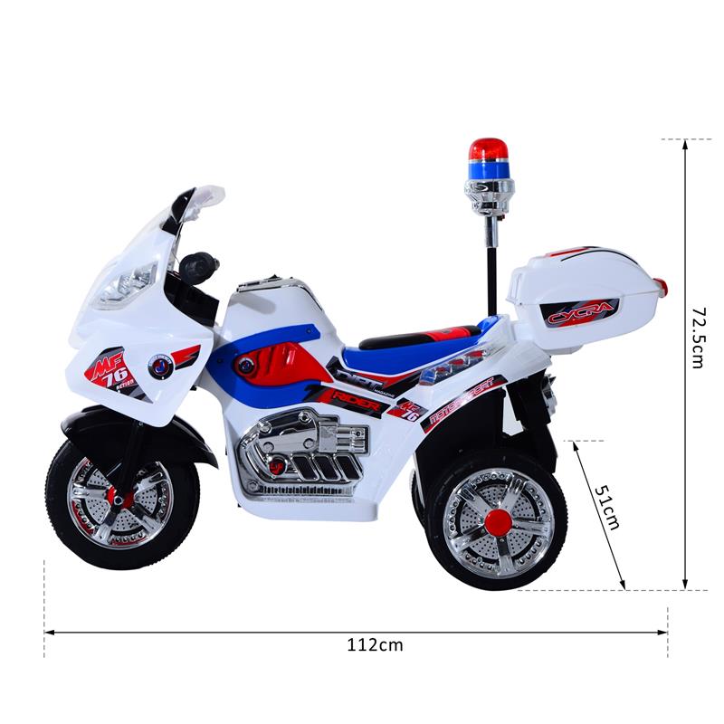 MOTO ELETTRICA PER BAMBINI 3 RUOTE CON MUSICA LUCI 112 × 51 × 72.5 CM