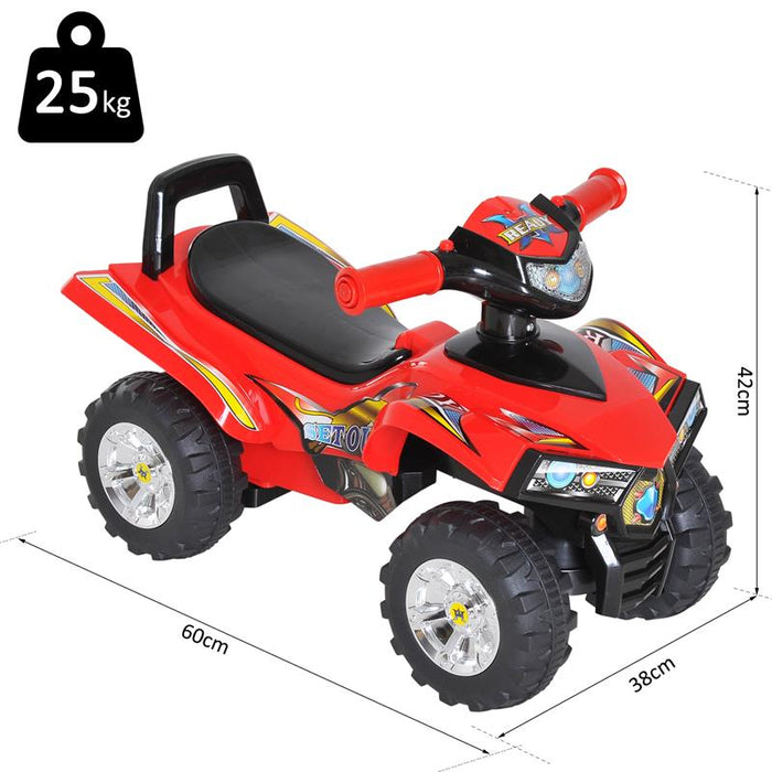QUAD PER BAMBINI CON 4 RUOTE E CLACSON CON LUCI 60 × 38 × 42 CM COLORE ROSSO