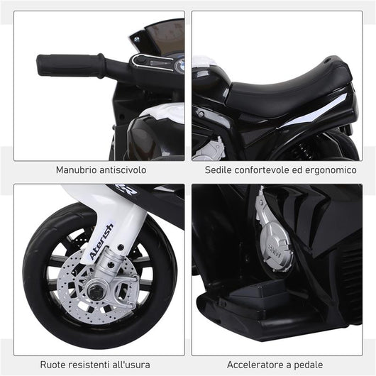 MOTO ELETTRICA PER BAMBINI BMW A BATTERIA 6 V BIANCO E NERO