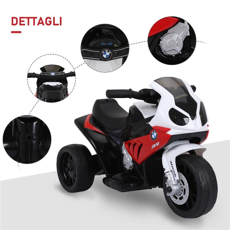 MOTO ELETTRICA PER BAMBINI BMW A BATTERIA 6 V BIANCO E ROSSO
