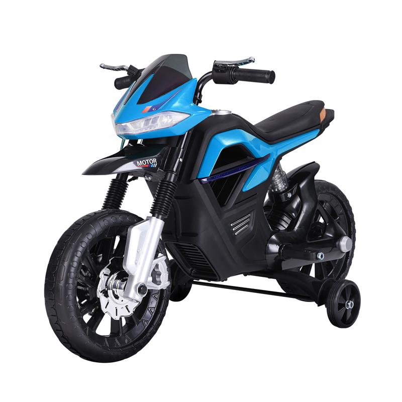 MOTO ELETTRICA BAMBINI DOPPIA SOSPENSIONE CON MUSICA E LUCI PER BAMBINI DA 3 A 8 ANNI AZZURRA