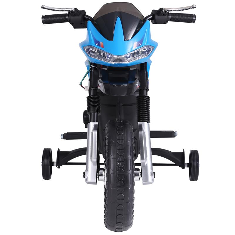 MOTO ELETTRICA BAMBINI DOPPIA SOSPENSIONE CON MUSICA E LUCI PER BAMBINI DA 3 A 8 ANNI AZZURRA