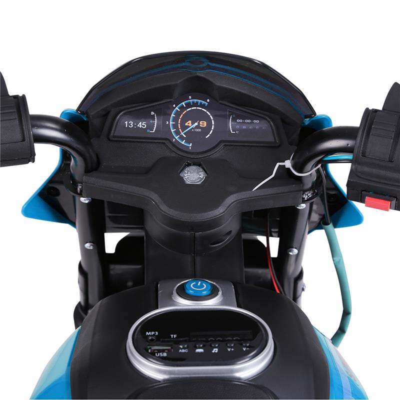 MOTO ELETTRICA BAMBINI DOPPIA SOSPENSIONE CON MUSICA E LUCI PER BAMBINI DA 3 A 8 ANNI AZZURRA