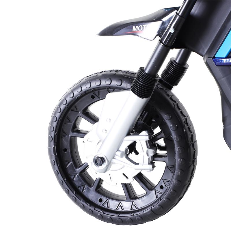 MOTO ELETTRICA BAMBINI DOPPIA SOSPENSIONE CON MUSICA E LUCI PER BAMBINI DA 3 A 8 ANNI AZZURRA