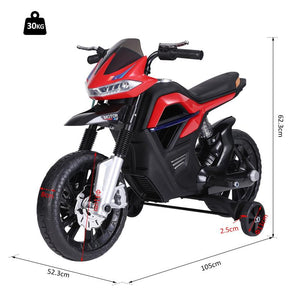 MOTO ELETTRICA BAMBINI DOPPIA SOSPENSIONE CON MUSICA E LUCI PER BAMBINI DA 3 A 8 ANNI ROSSA