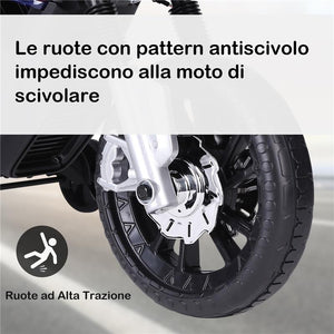 MOTO ELETTRICA BAMBINI DOPPIA SOSPENSIONE CON MUSICA E LUCI PER BAMBINI DA 3 A 8 ANNI ROSSA