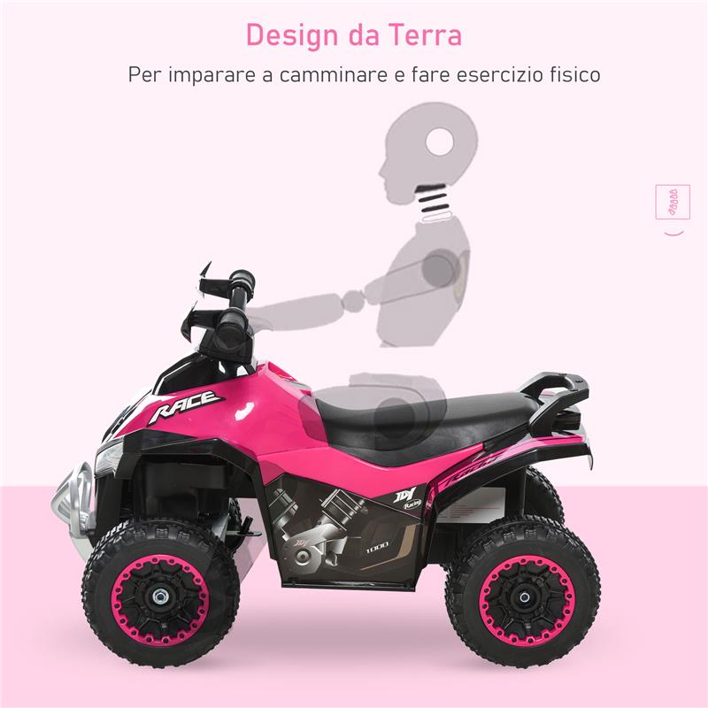 QUAD CAVALCABILE PER BAMBINI A SPINTA CON LUCI E SUONI 18-36 MESI ROSA E NERO